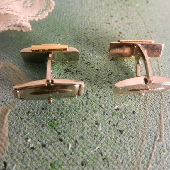 VTG Gucci logo designer cufflinks silver gold Accessory Collection luxury GG - Picture 7 of 16